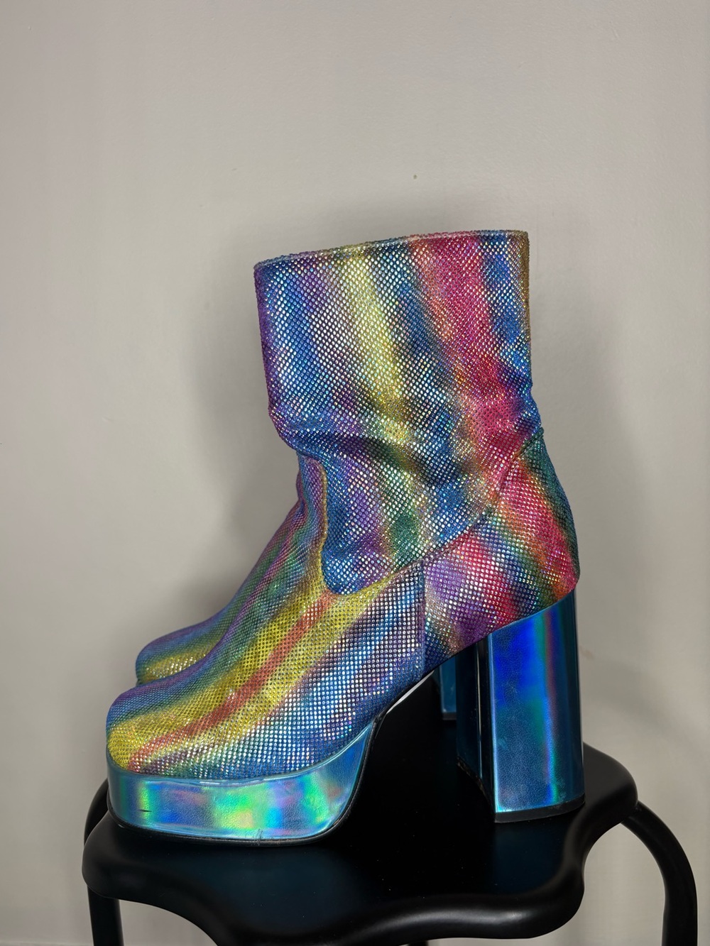 Paris Blues Vintage Gogo Boots Platform Colorful Blue